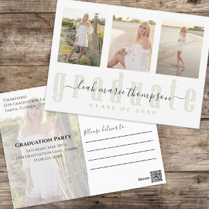 Afstuderen Gold Calligraphy Script Photo Collage Briefkaart