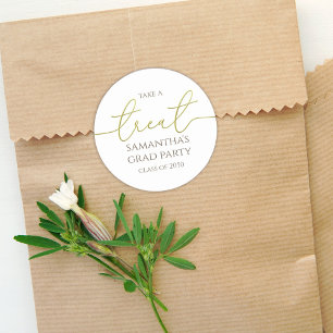 Afstuderen Gold Calligraphy Script Simple Treat Ronde Sticker