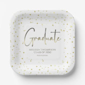 Afstuderen Gold Confetti Modern Calligrafiescript Papieren Bordje (Voorkant)