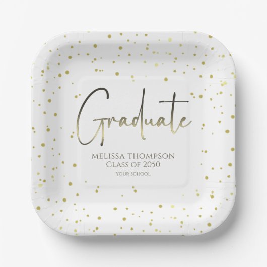 Afstuderen Gold Confetti Modern Calligrafiescript Papieren Bordje