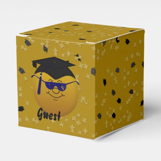Afstuderen Gold Confetti-Sq Favor Box Bedankdoosjes (Voorkant Zijde)