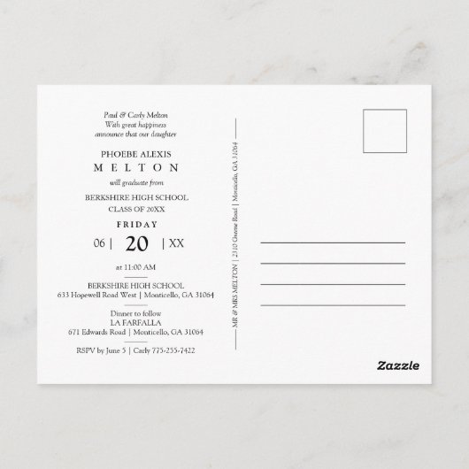 Afstuderen Gold Diamond Wildflower Navy Foto Briefkaart (Achterkant)