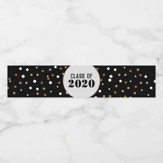 Afstuderen Gold en Black Custom Class van 2020 Waterfles Etiket (Enkel label)