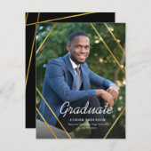 Afstuderen Gold Geometric Lijst Foto aankondiging (Voorkant / Achterkant)