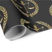 Afstuderen Gold Justice Scale Sword Laurel Wreate Cadeaupapier (Rol Hoek)