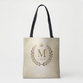 Afstuderen Gold Laurel Wreath Monogrammed Initiaal Draagtas (Voorkant)