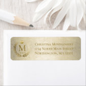 Afstuderen Gold Laurel WreatReturn Address Etiket (Insitu)