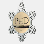 Afstuderen Gold Name Jaar PhD Tin Sneeuwvlok Ornament (Rechts)
