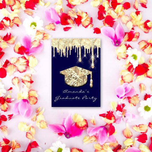 Afstuderen Gold Pet 3D Glam Blue Navy Kaart