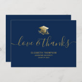 Afstuderen Gold Pet Love & Bedankt Script Blue (Voorkant / Achterkant)