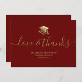 Afstuderen Gold Pet Love & Bedankt Script Maroon (Voorkant / Achterkant)