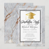 Afstuderen Gold Pet Marble Stone Graduparty Kaart (Voorkant / Achterkant)