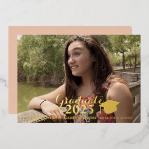 Afstuderen Gold Script - Folie - Foto Folie Uitnodiging