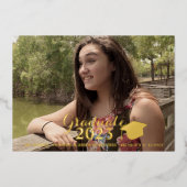 Afstuderen Gold Script - Folie - Foto Folie Uitnodiging (Voorkant)