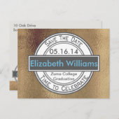 Afstuderen Gold Shimmer Bewaar de datum Briefkaart (Voorkant / Achterkant)