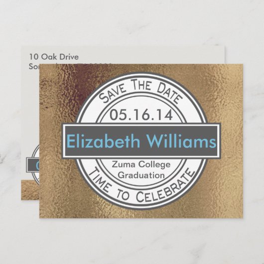 Afstuderen Gold Shimmer Bewaar de datum Briefkaart (Voorkant / Achterkant)