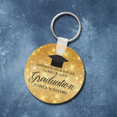 Afstuderen Gold Sparkle Chic Custom School Name Sleutelhanger