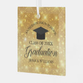 Afstuderen Gold Sparkle Custom School Kerstmis Glas Ornament (Voorkant links)