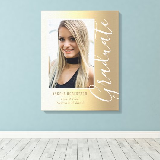 Afstuderen Gold Stylish Script Modern Photo Canvas Afdruk (Insitu (Houten vloer))