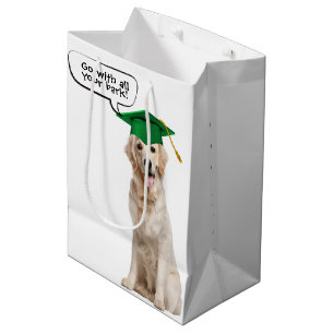Afstuderen Golden Retriever met Groen Pet Medium Cadeauzakje