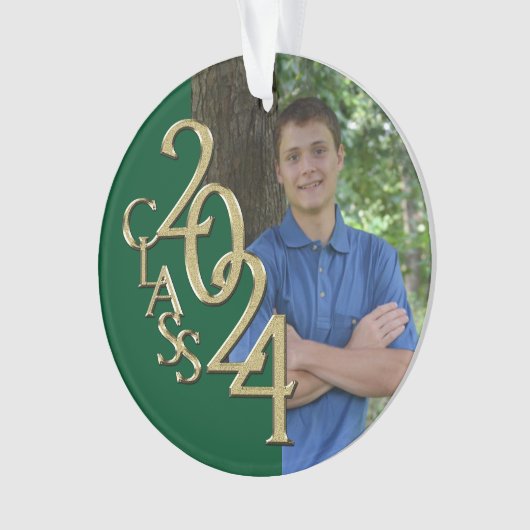 Afstuderen Goud en Groen 2024 Foto Ornament (voorkant)