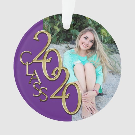 Afstuderen Goud en Paarse 2020 Foto Ornament (voorkant)