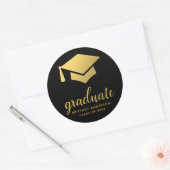 Afstuderen goud en zwart ronde sticker (Envelop)