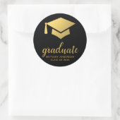 Afstuderen goud en zwart ronde sticker (Tas)