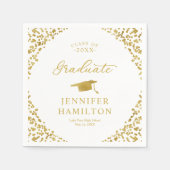 Afstuderen gouden Confetti op wit Afstuderen Servet (Voorkant)