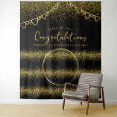 Afstuderen gouden glitter viering foto achtergrond wandkleed (In situ)