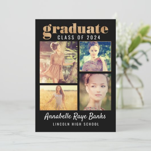 Afstuderen Gouden Klasse van 2024 Collage Zwart Kaart (Staand voorkant)