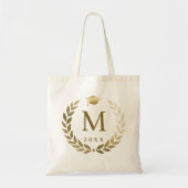 Afstuderen gouden lauwerkrans monogram Initiaal Tote Bag (Voorkant)