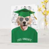 afstuderen gouden rugleuning groene t-shirt kaart (Gele Bloem)