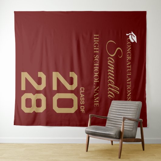Afstuderen Gouden Script Afstudeerfeest Wandkleed (In Situ (horizontaal))
