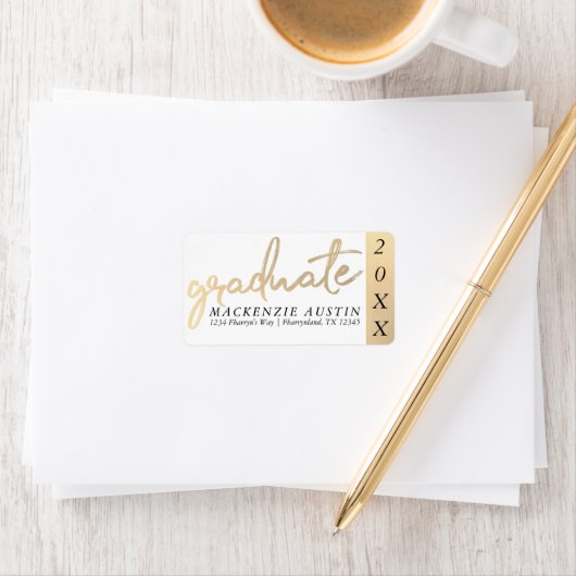 Afstuderen gouden script | Classy borstel met jaar Etiket (Insitu)