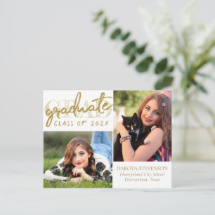Afstuderen gouden script   Elegant Afstudeerder 2  Briefkaart