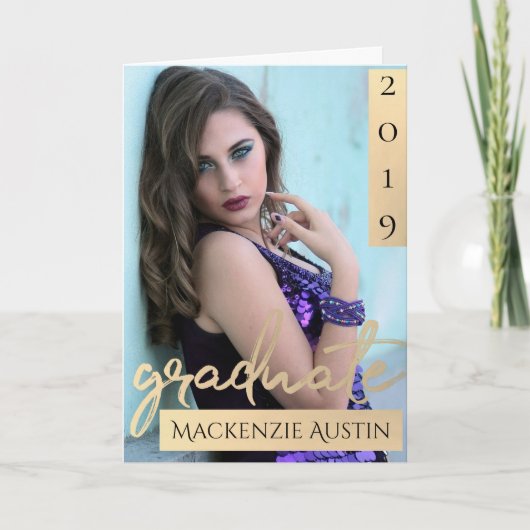 Afstuderen gouden script | Elegant Afstudeerder fo Bedankkaart (Voorkant)