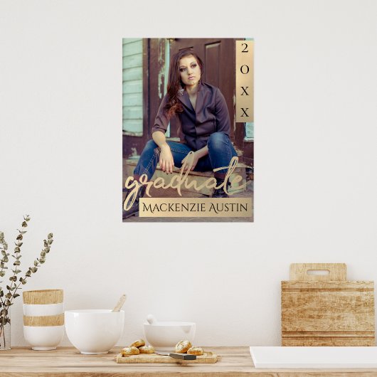 Afstuderen gouden script | Elegant Afstudeerder fo Poster (Keuken)