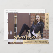 Afstuderen gouden script | Elegante Afstuderen fot Briefkaart (Voorkant / Achterkant)