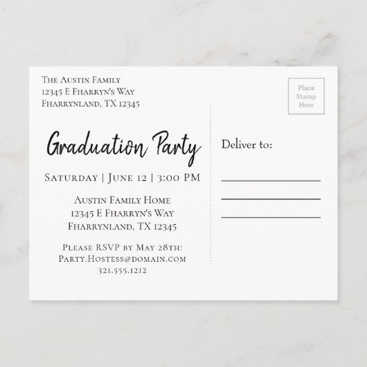 Afstuderen gouden script | Elegante Afstuderen fot Uitnodiging Briefkaart (Achterkant)