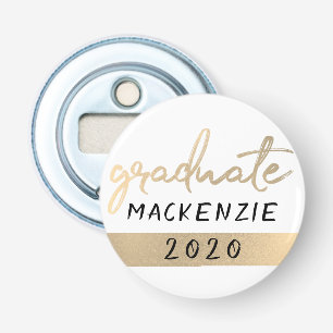 Afstuderen gouden script   Elegante met de hand be Button Flesopener