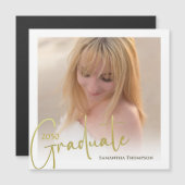 Afstuderen gouden script foto magnetisch magnetische uitnodiging (Voorkant / Achterkant)