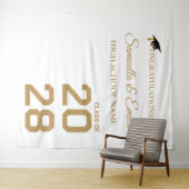 Afstuderen Gouden Script tweeling Afstudeerfeest Wandkleed (In Situ (horizontaal))