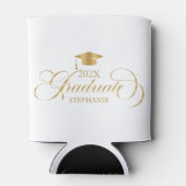 Afstuderen gouden scripttypografie blikjeskoeler (Achterkant)