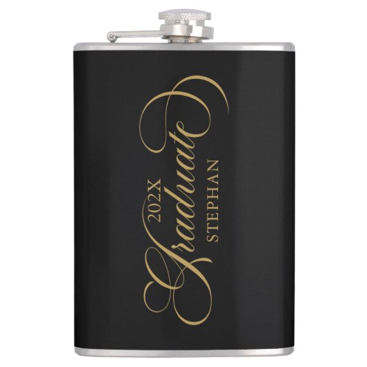 Afstuderen gouden scripttypografie heupfles (Voorkant)