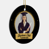 Afstuderen gouden sterrenstof klasse van school fo keramisch ornament (Rechts)