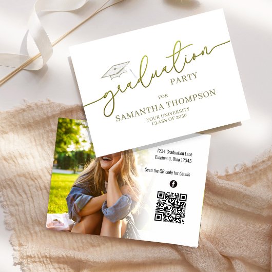 Afstuderen Graduation Cap Photo Party QR-code Visitekaartje