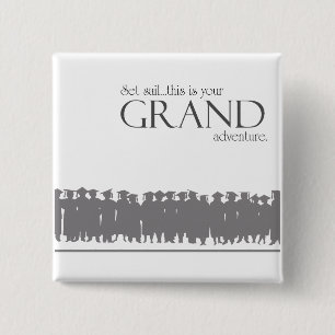 afstuderen ~ grand avventure vierkante button 5,1 cm