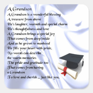 Afstuderen Grandson Poem Vierkante Sticker