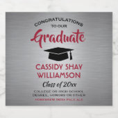 Afstuderen graten geborsteld grijs rood en zwart bier etiket (Enkel label)